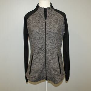 Footjoy FJ Jacket Womens M Black Gray Golf Full Zip Long Sleeve Athletic Stretch